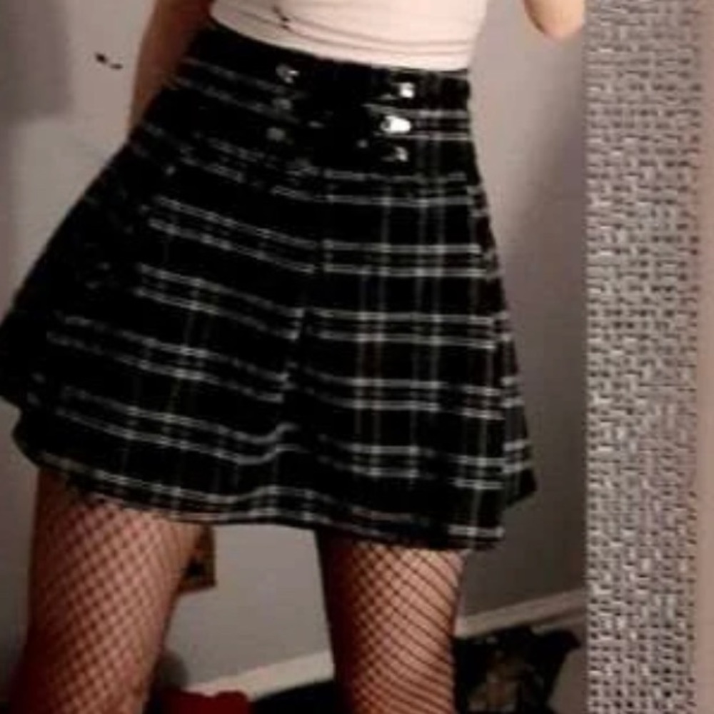 Black plaid lace skirt